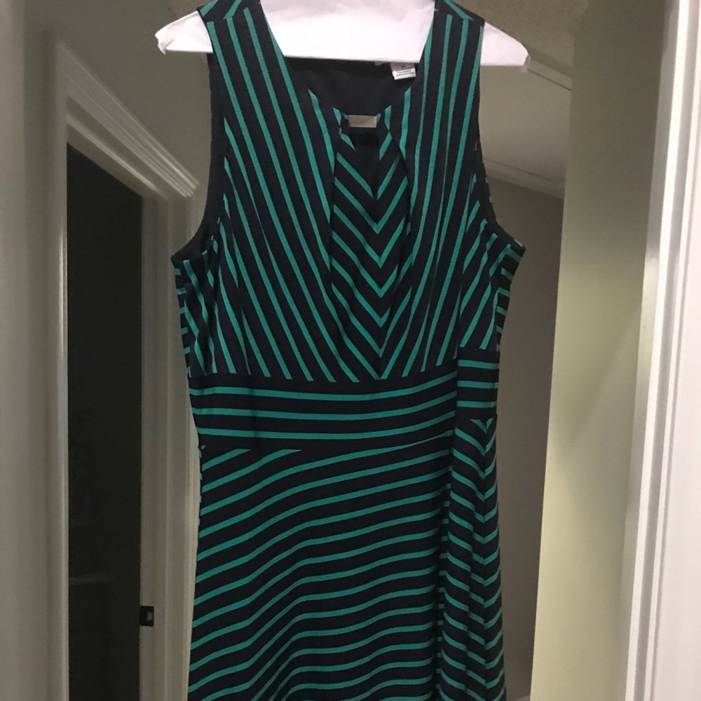Green and navy dress